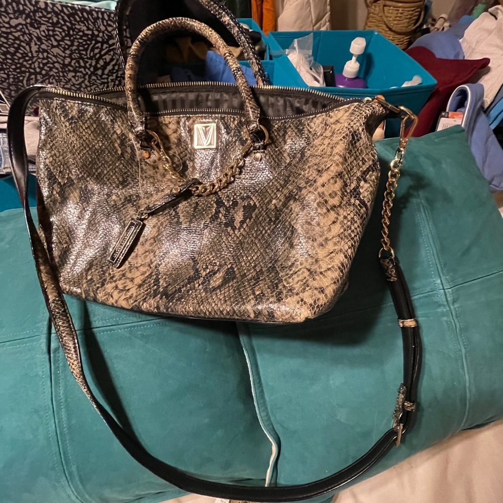 Victoria’s Secret Snake Print Tote Bag in Taupe and Black